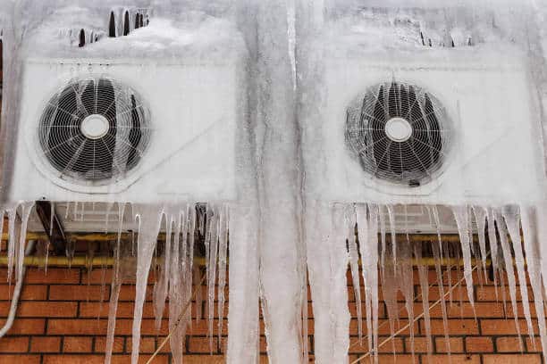 What shows that the air conditioner is freezing